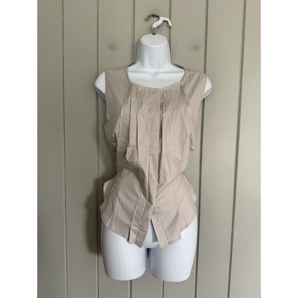 Lilith Tunic Top L Large Sleeveless Stretch Woven Gray Tie Waist Boho Lagenlook - Picture 1 of 5